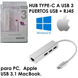 HUB TIPO C A USB 3 PUERTOS...