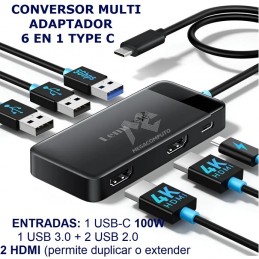 ADAPTADOR 6 EN 1 TIPO C 4K